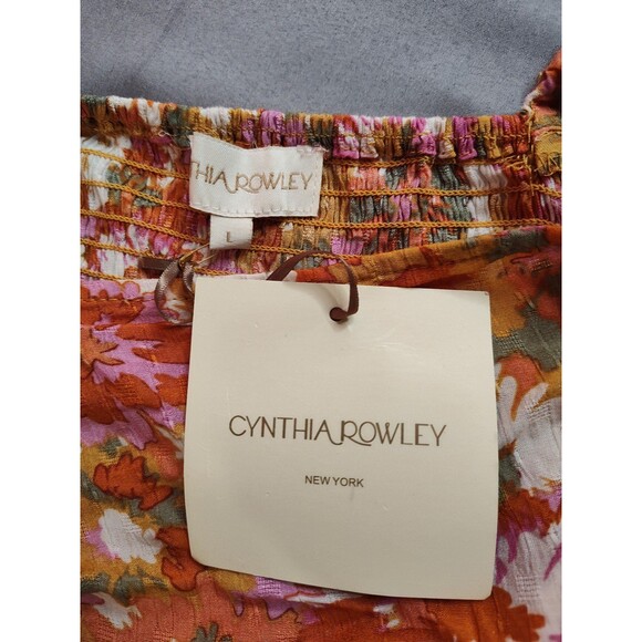 Women's Cynthia Rowley Floral Flutter Sleeve Crop Top Large - Picture 8 of 10